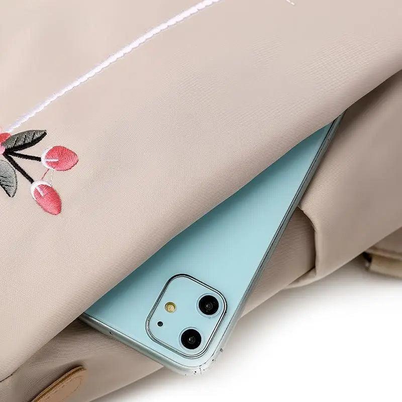 Cloth Backpack Female Embroidery Backpack Bag Nylon Anti-Theft Waterproof Women's Backpack Fashionable Anti-theft Women Backpacks Nice Print School Bag High Quality Large Capacity Backpack (