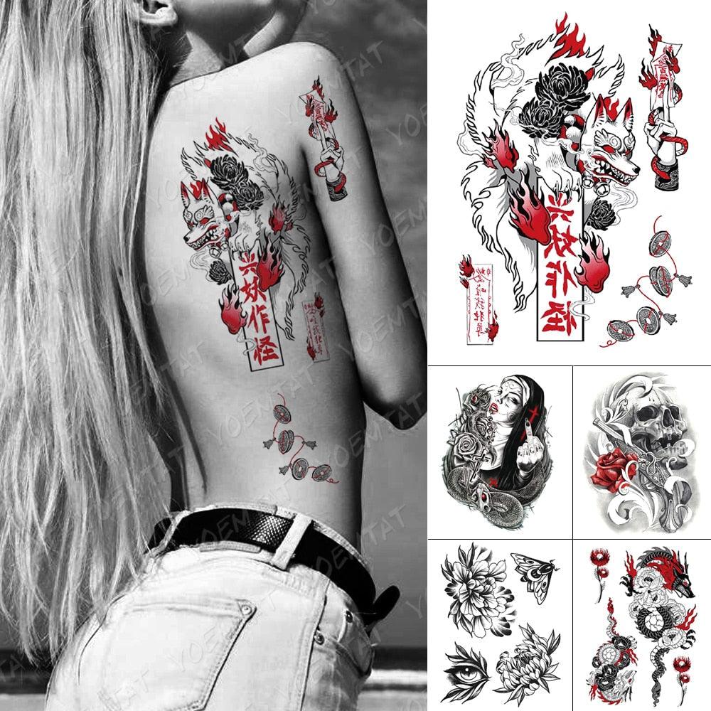 Luxury Big Waterproof Temporary Sticker Tattoo Large Flowers And Animals Body Tattos For Womens