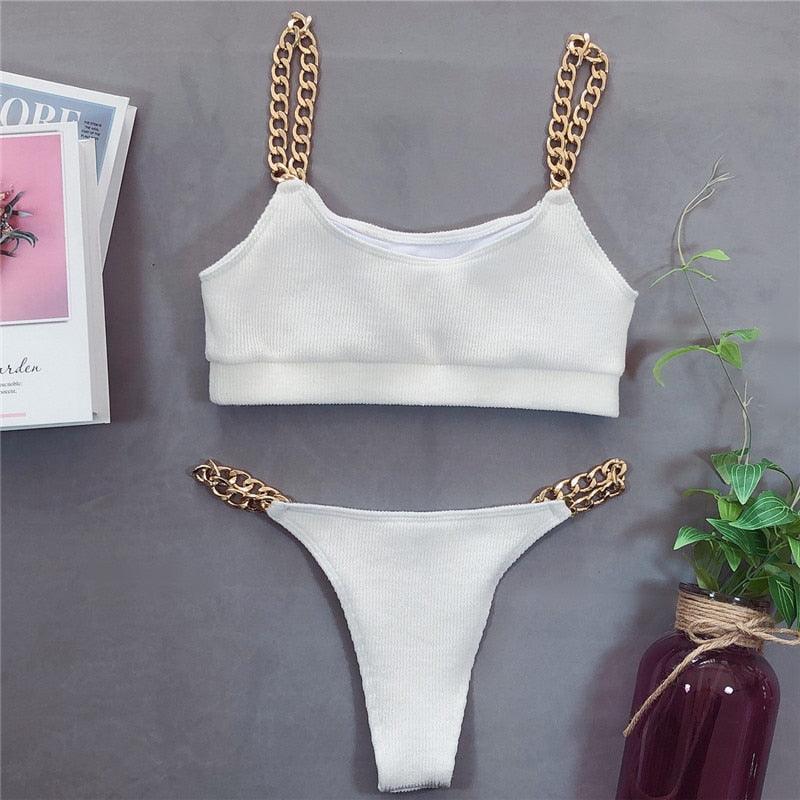 Modern New Black Bikini Set Chain Swimsuit Female Black Swimwear Women Summer Bathing Suit WomenBikini Set Two Pieces Bathing Suit