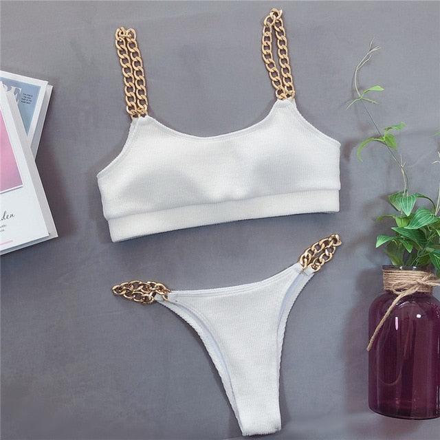 Modern New Black Bikini Set Chain Swimsuit Female Black Swimwear Women Summer Bathing Suit WomenBikini Set Two Pieces Bathing Suit