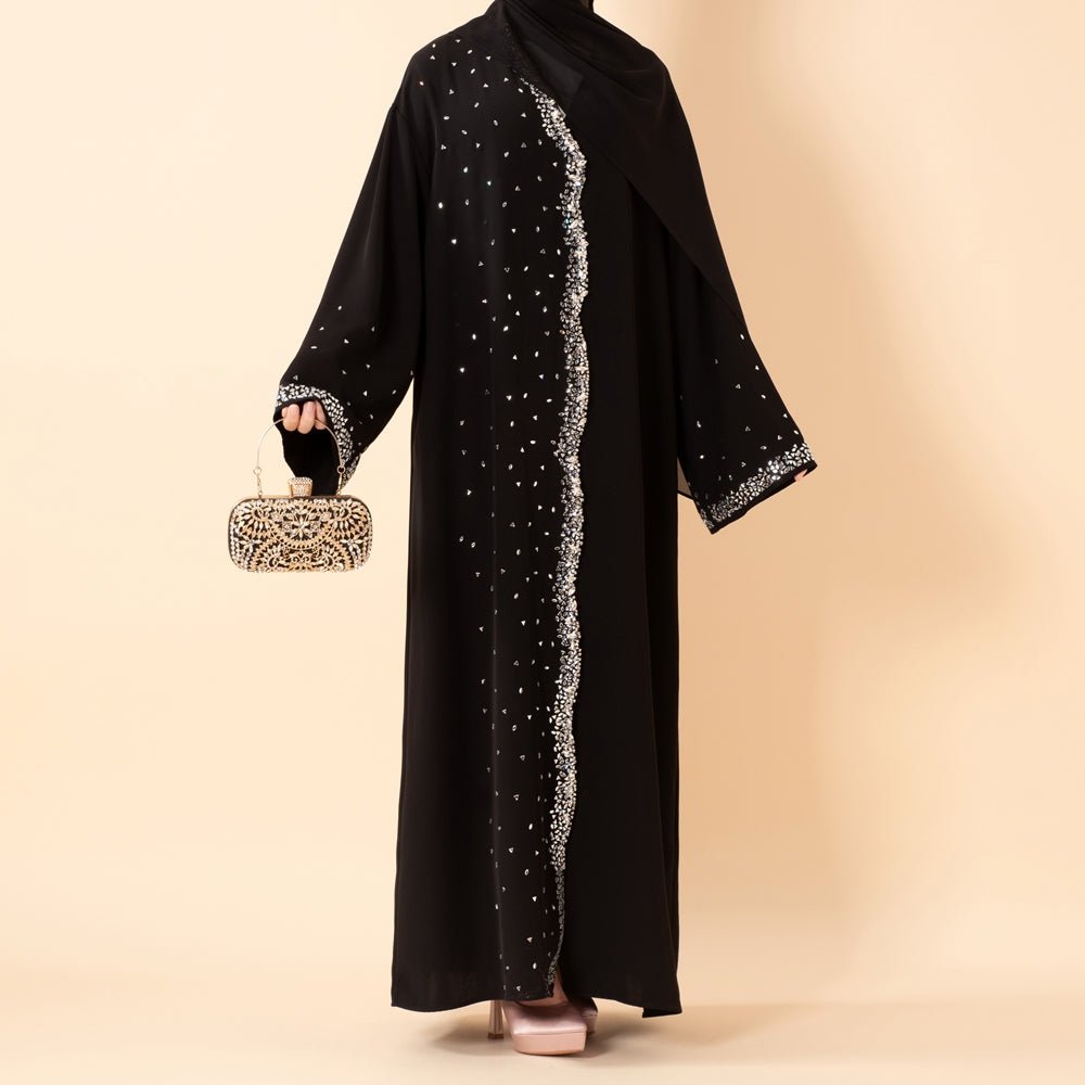Luxury Black Starry Diamond Abaya  (MOA240)