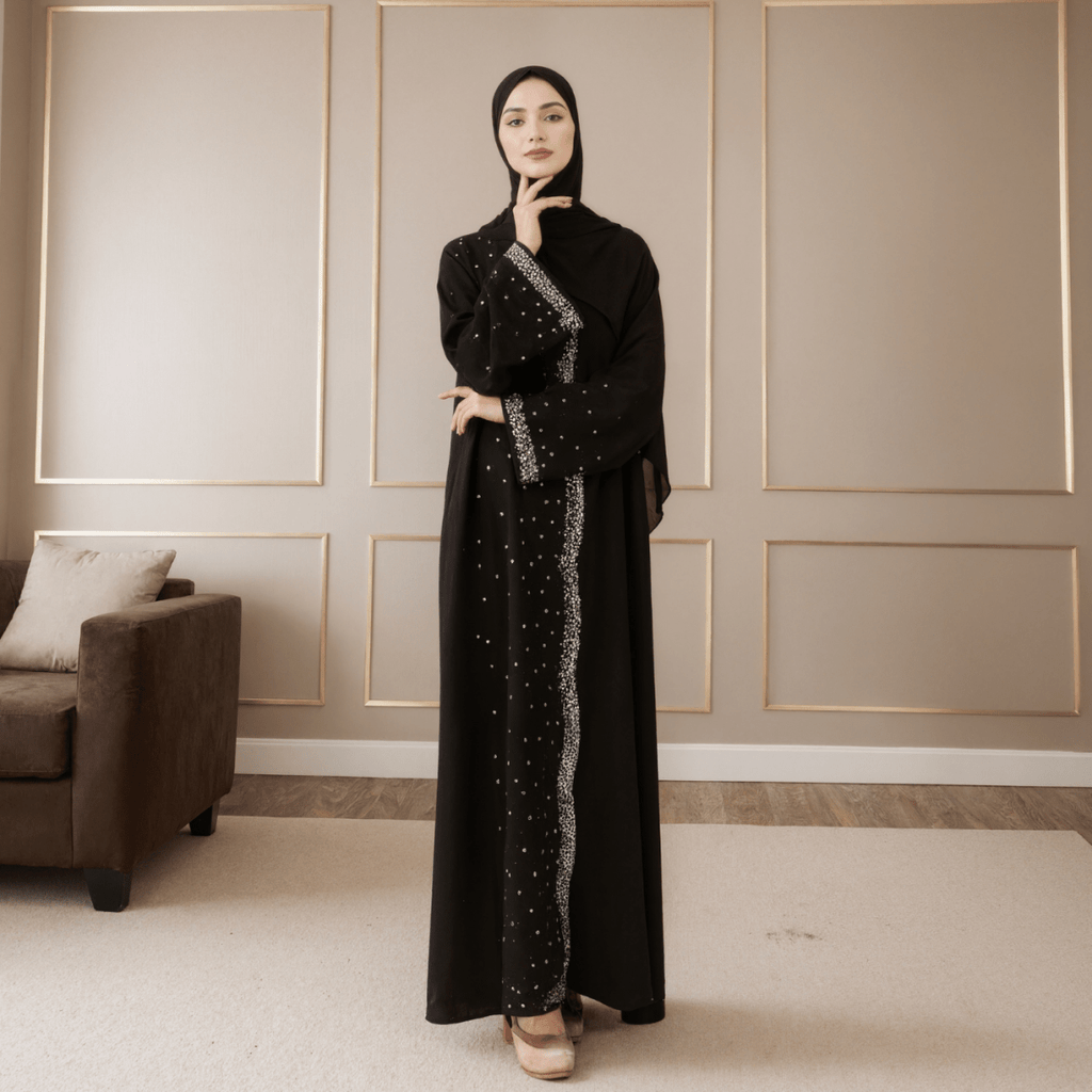 Luxury Black Starry Diamond Abaya  (MOA240)