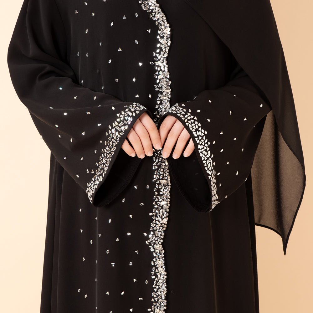 Luxury Black Starry Diamond Abaya  (MOA240)