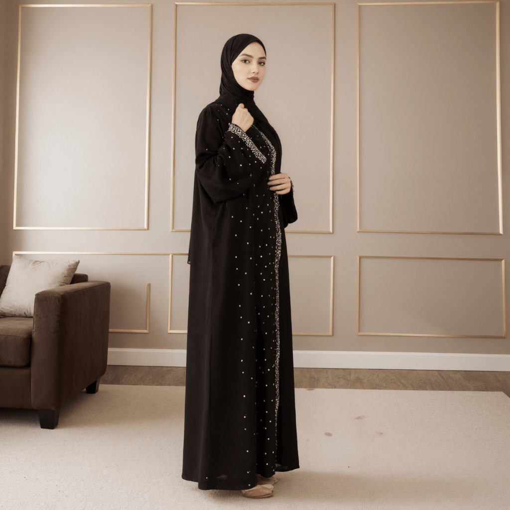 Luxury Black Starry Diamond Abaya  (MOA240)