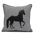 Luxury Black White Houndstooth Gold Leather Stitching Pillow Covers Sofa Decorative Horse Pillow Case Swallow Gird Throw Pillowcases Black Gold PU Leather Polyester Splicing Cushion Covers Well Made Classic Pattern