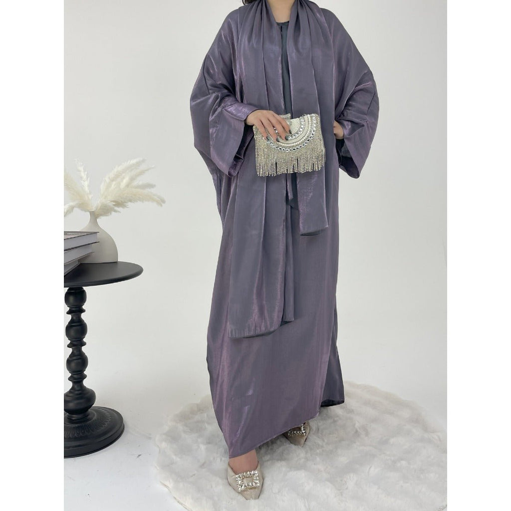 Luxury Bubble Sleeve Abaya Dress | Muslim Elegant Evening Wear Glossy Modest Robe (MA245)
