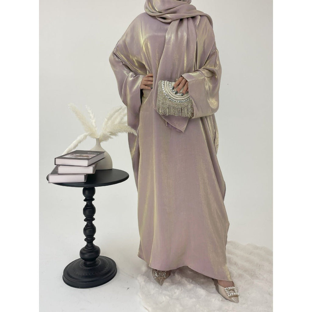 Luxury Bubble Sleeve Abaya Dress | Muslim Elegant Evening Wear Glossy Modest Robe (MA245)