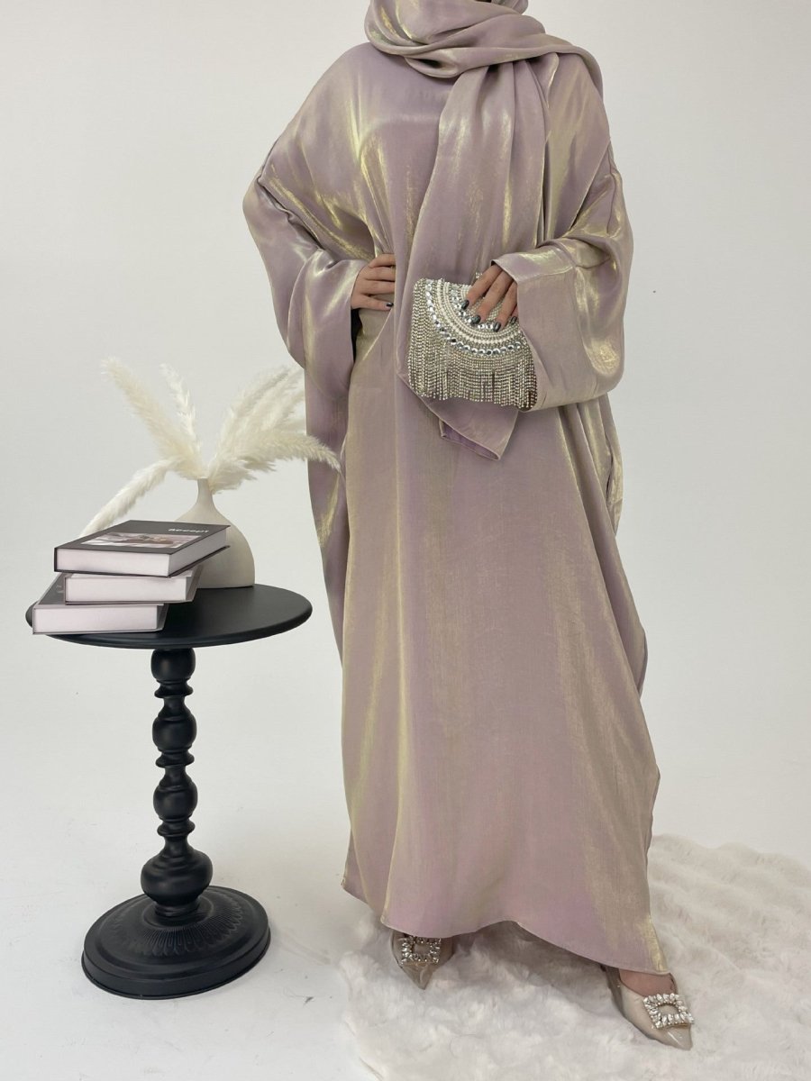 Luxury Bubble Sleeve Abaya Dress | Muslim Elegant Evening Wear Glossy Modest Robe (MA245)