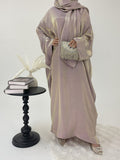Luxury Bubble Sleeve Abaya Dress | Muslim Elegant Evening Wear Glossy Modest Robe (MA245)