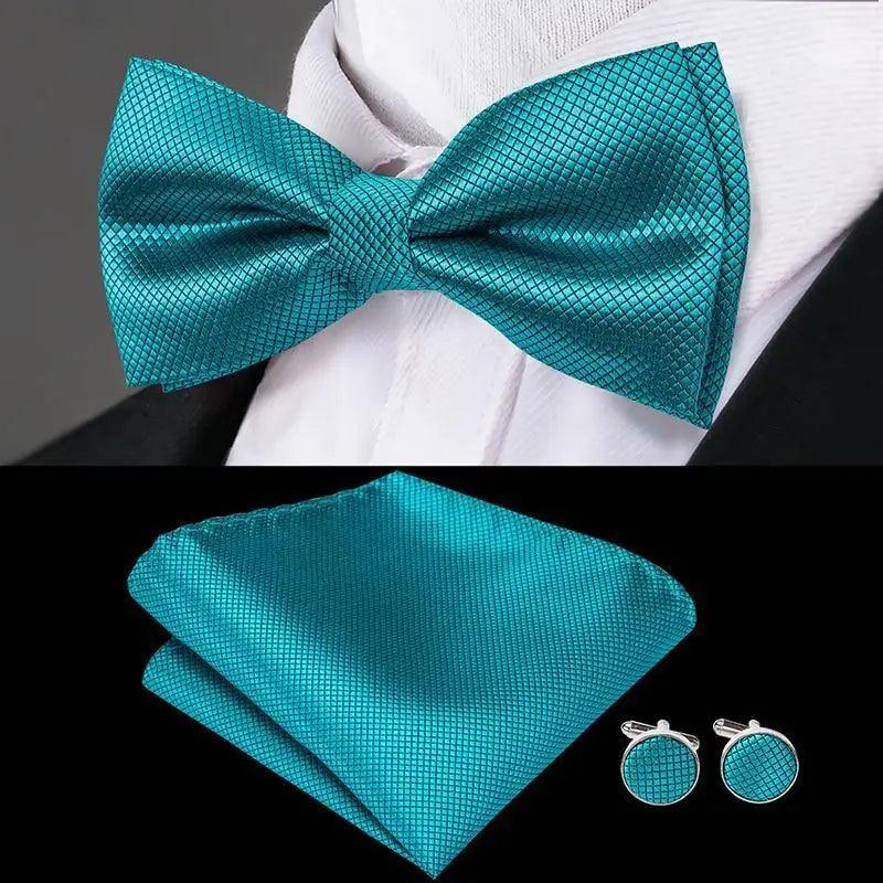 Luxury Butterfly Beige Silk Bow Ties For Men Gentlemens Cufflinks Set Elegant Design Wedding Party Bowties For Tuxedo Excellent Gift For Prom