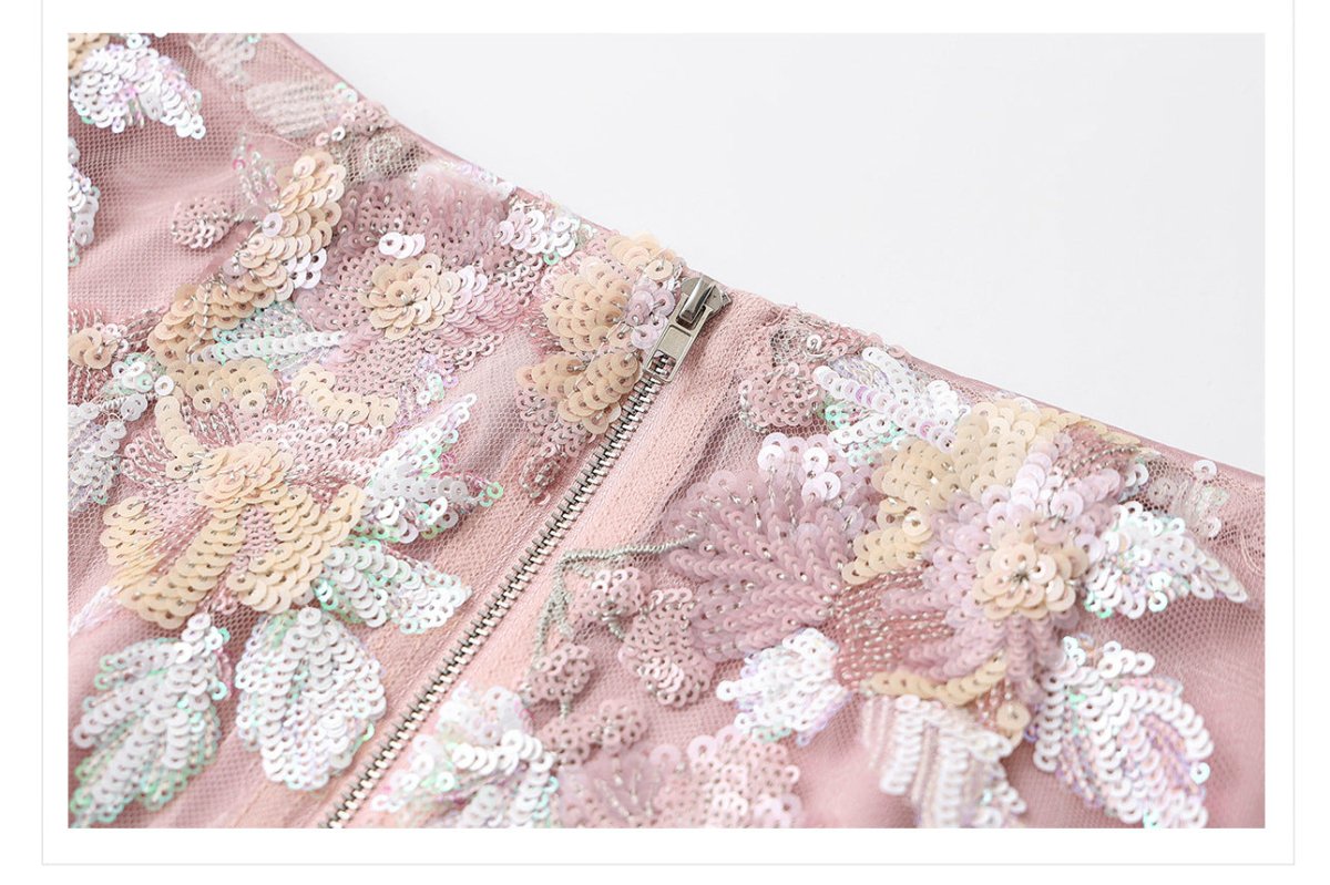 Luxury Embroidered Floral Jacket & Skirt Set(MS307)