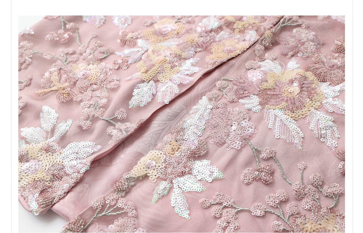 Luxury Embroidered Floral Jacket & Skirt Set(MS307)