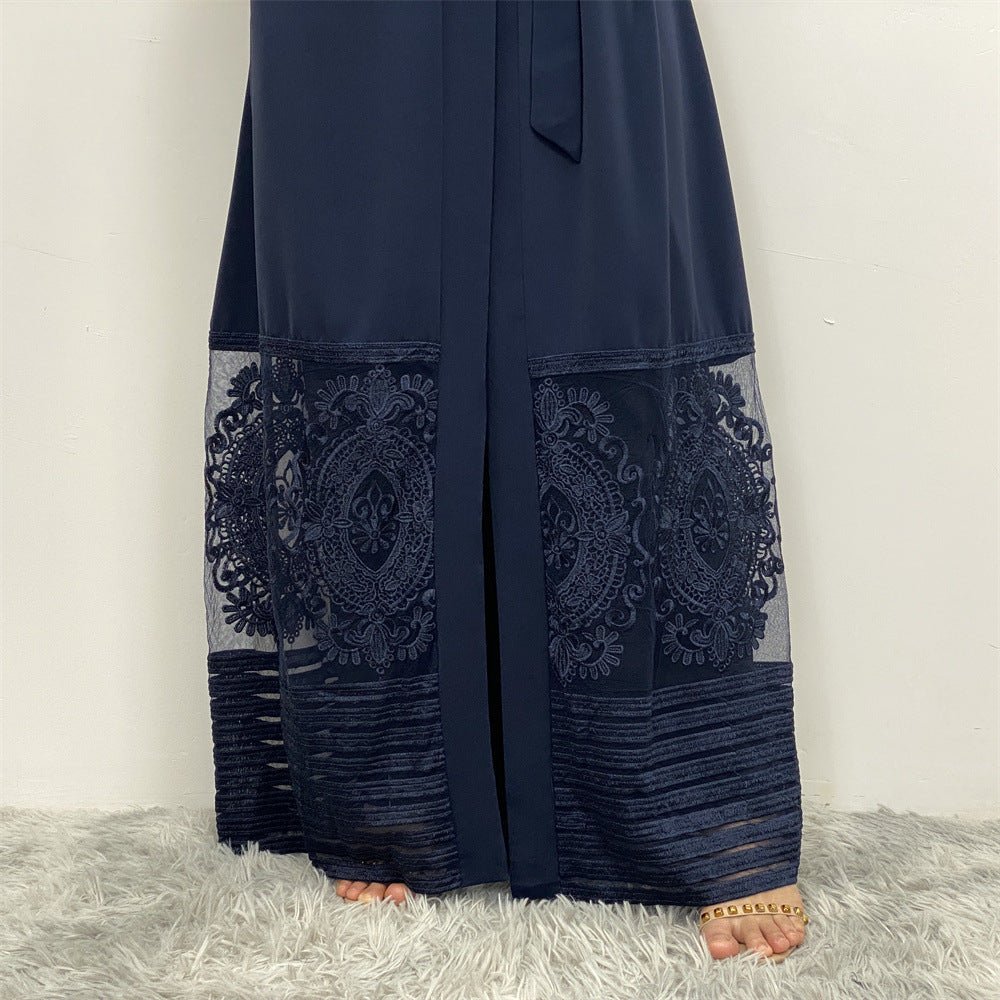 Luxury Embroidered Mesh Cardigan Abaya Dress (MOA161)