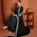 Luxury Embroidered Rhinestone Abaya | Open Front with Contrast Trim & Split Cuffs(MOA235)