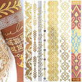 Luxury Flash Metallic Waterproof Temporary Tattoo Gold Silver Flower Tattoo Sticker Long Lasting Gold Design For Womens