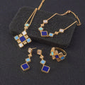 Celeste Geometric Gemstone Jewelry Set | Islamic Blue Stone Jewelry Set (MAC253)