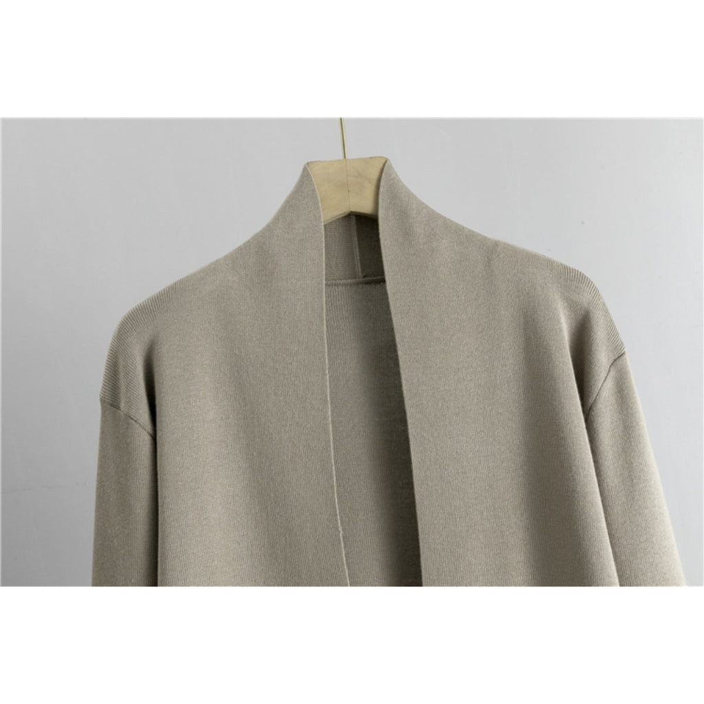 Luxury Knit Oversized Shawl Cardigan Three-Piece Set (MS090)