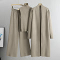 Luxury Knit Oversized Shawl Cardigan Three-Piece Set (MS090)
