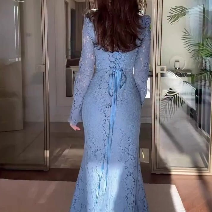 Luxury Lace Dress with Bell Sleeves(MS339)