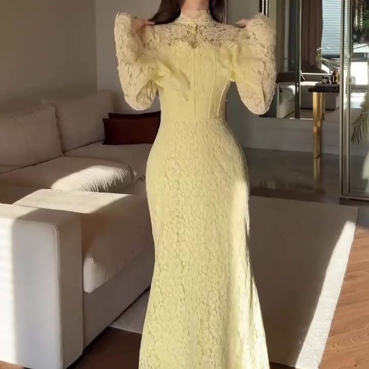 Luxury Lace Dress with Bell Sleeves(MS339)