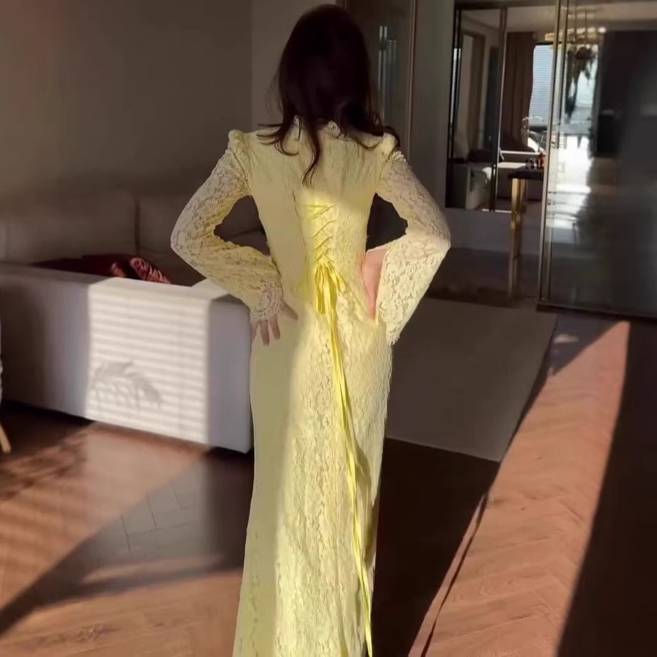 Luxury Lace Dress with Bell Sleeves(MS339)