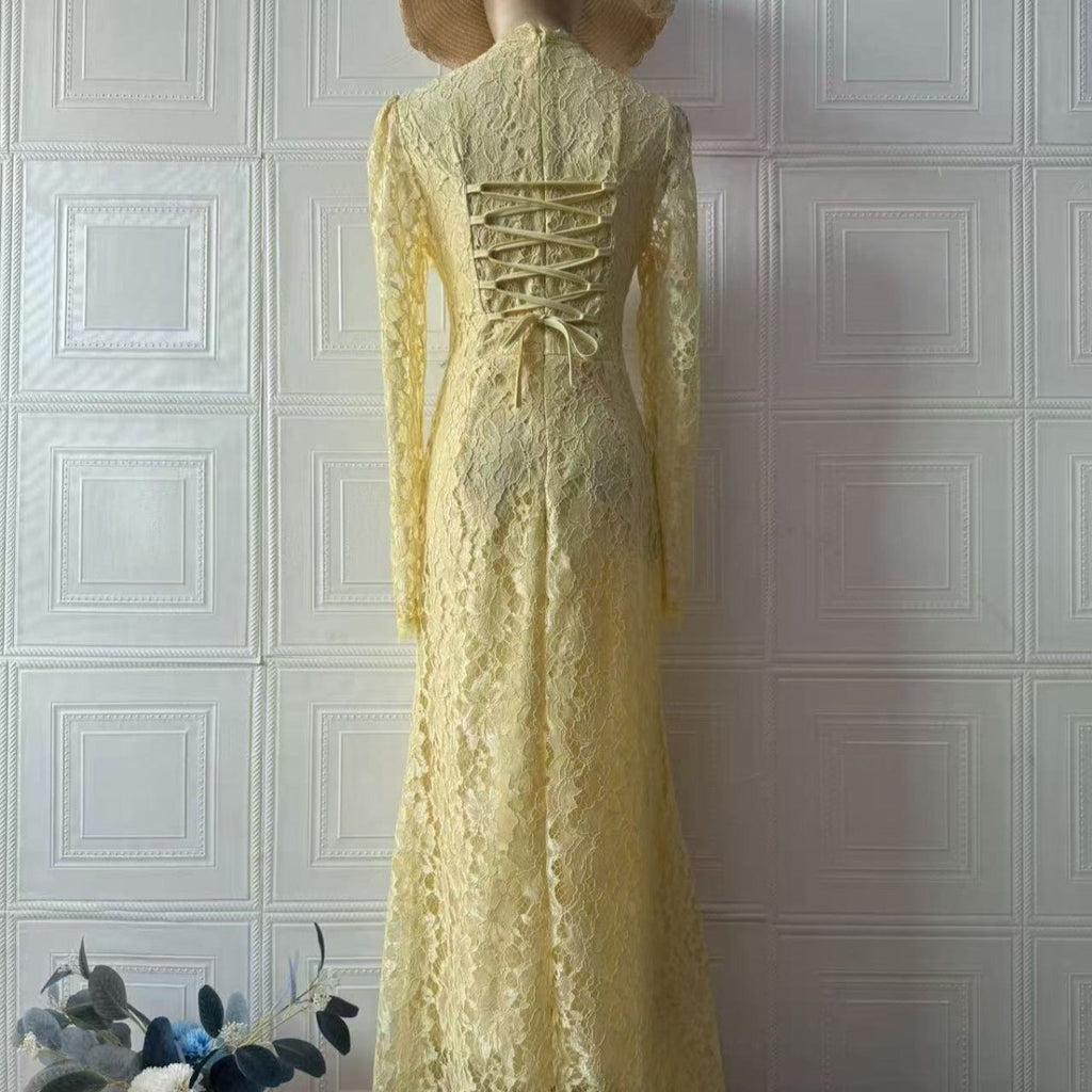 Luxury Lace Dress with Bell Sleeves(MS339)