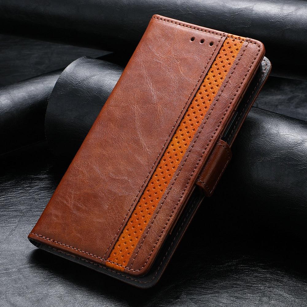 Luxury Leather Case For iPhone 13 11 12 14 Pro Max Mini Wallet Pocket Flip Case Cover Vintage Luxury Genuine Leather Fashion Business Classic Flip Case For Men