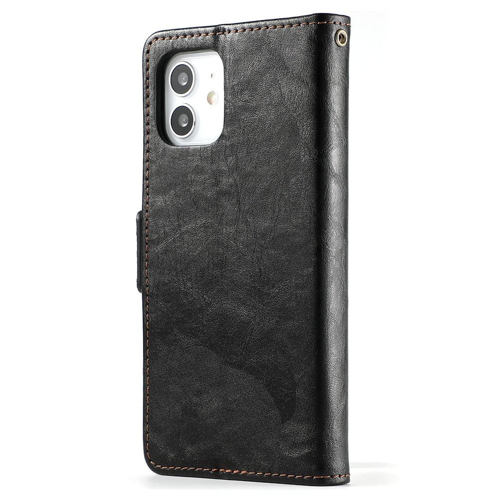 Luxury Leather Case For iPhone 13 11 12 14 Pro Max Mini Wallet Pocket Flip Case Cover Vintage Luxury Genuine Leather Fashion Business Classic Flip Case For Men