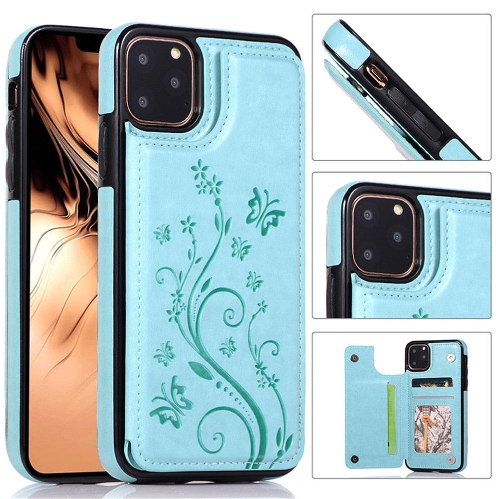 Luxury Leather Case For iPhone 14 12 13 Pro Comfortable Soft Wallet Card Slots Phone Flip Cover Wallet Case with Card Holder for iPhone