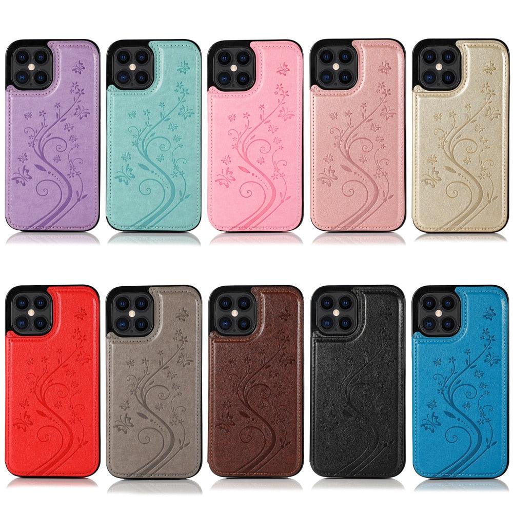 Luxury Leather Case For iPhone 14 12 13 Pro Comfortable Soft Wallet Card Slots Phone Flip Cover Wallet Case with Card Holder for iPhone