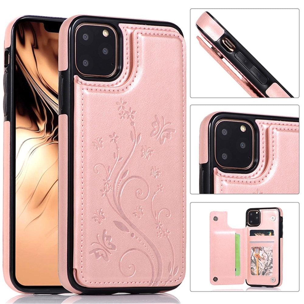 Luxury Leather Case For iPhone 14 12 13 Pro Comfortable Soft Wallet Card Slots Phone Flip Cover Wallet Case with Card Holder for iPhone