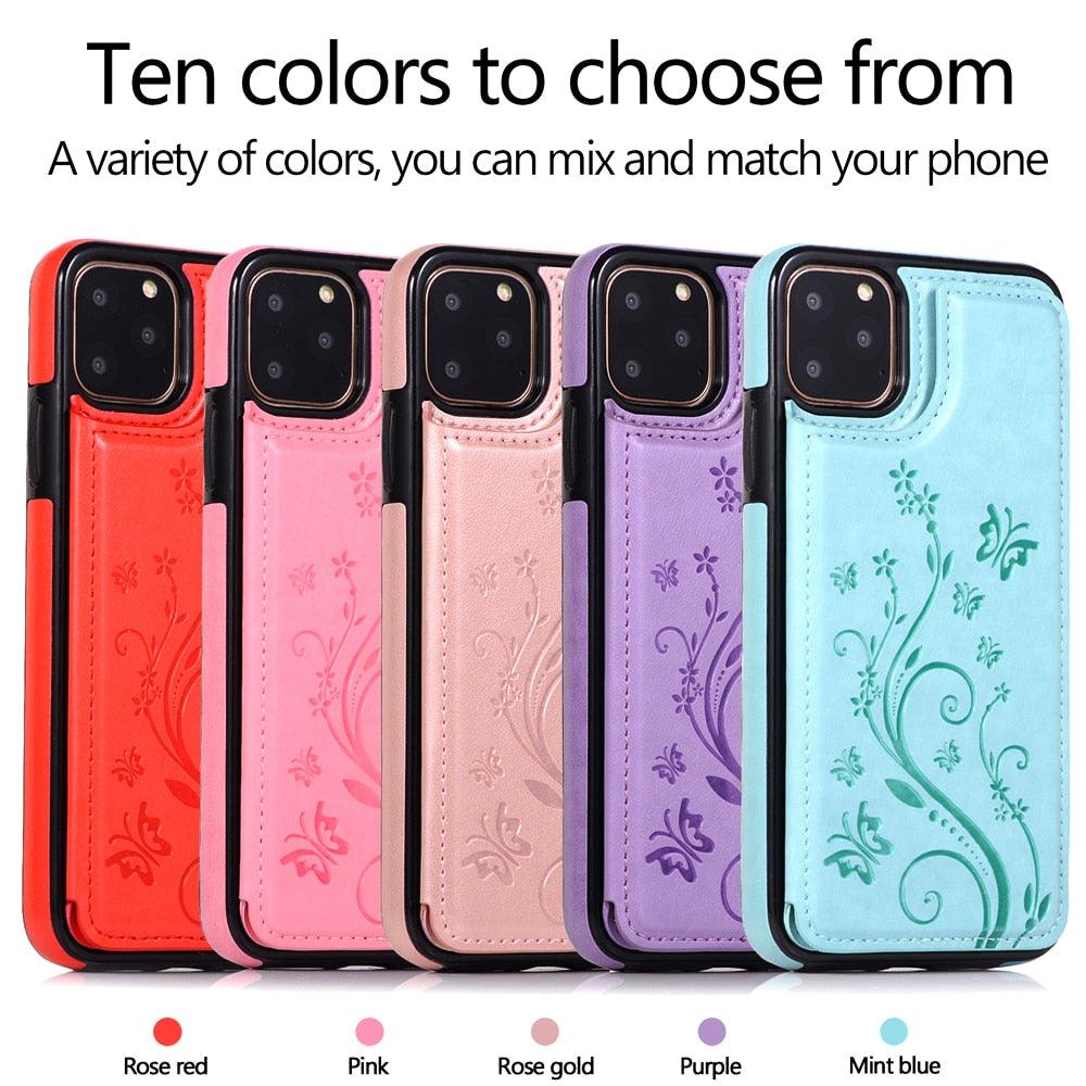 Luxury Leather Case For iPhone 14 12 13 Pro Comfortable Soft Wallet Card Slots Phone Flip Cover Wallet Case with Card Holder for iPhone