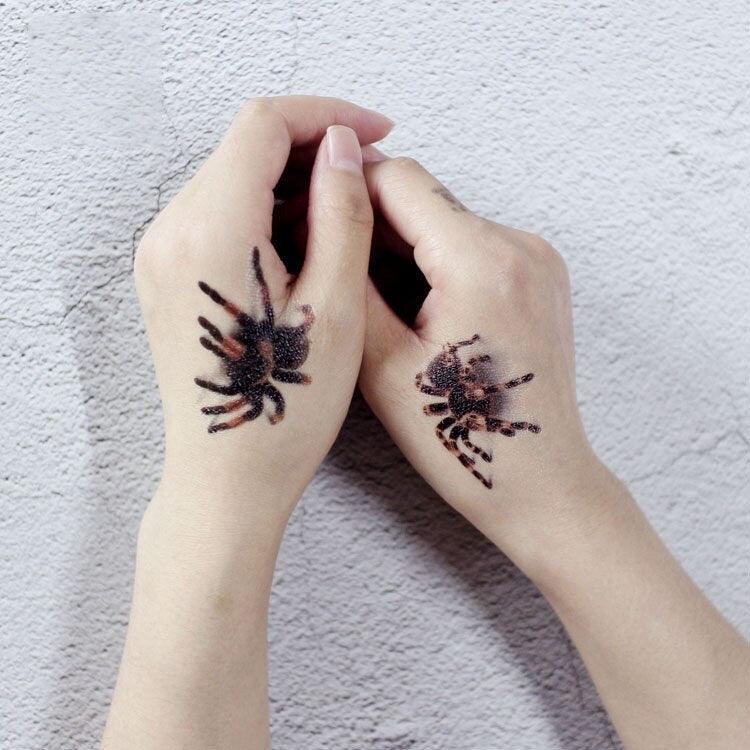 Luxury Men Women 3D Tattoo Waterproof Spider Sticker Realistic Design For Party Halloween