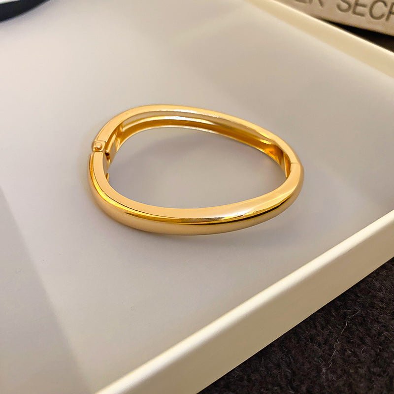 Luxury Minimalist Glossy High-grade Shiny Bracelets -   Simple Temperament Cold-Tone Bangles (MAC242)