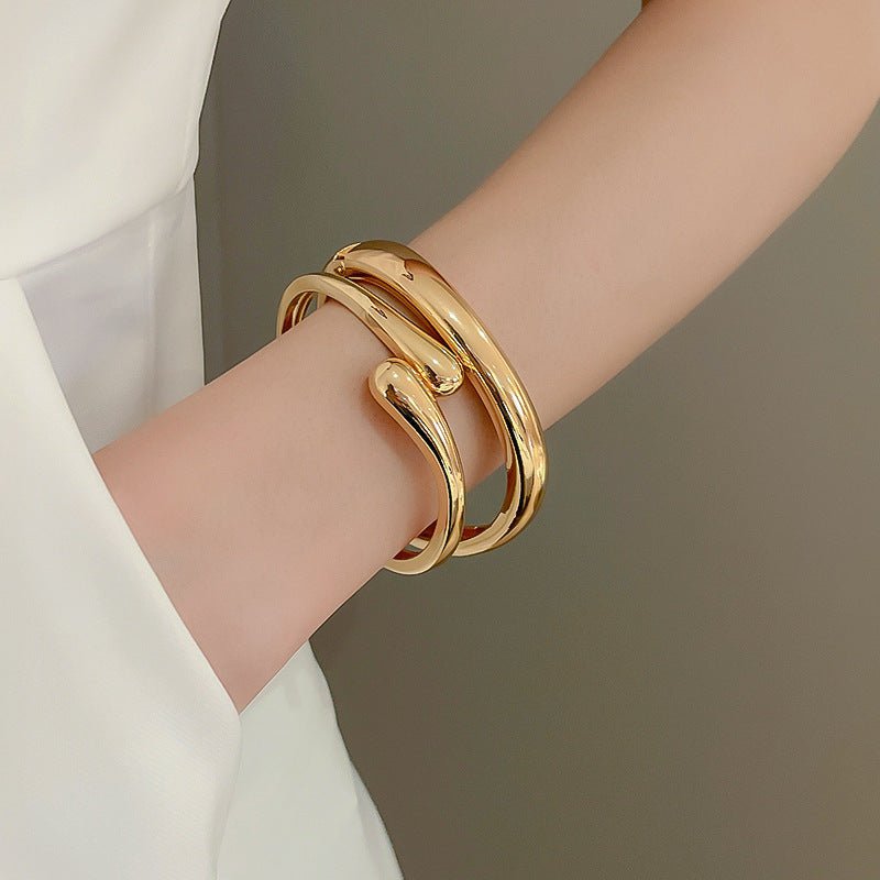 Luxury Minimalist Glossy High-grade Shiny Bracelets -   Simple Temperament Cold-Tone Bangles (MAC242)