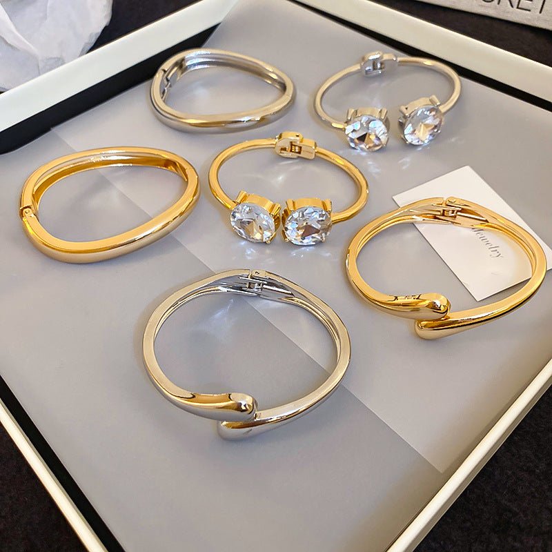Luxury Minimalist Glossy High-grade Shiny Bracelets -   Simple Temperament Cold-Tone Bangles (MAC242)