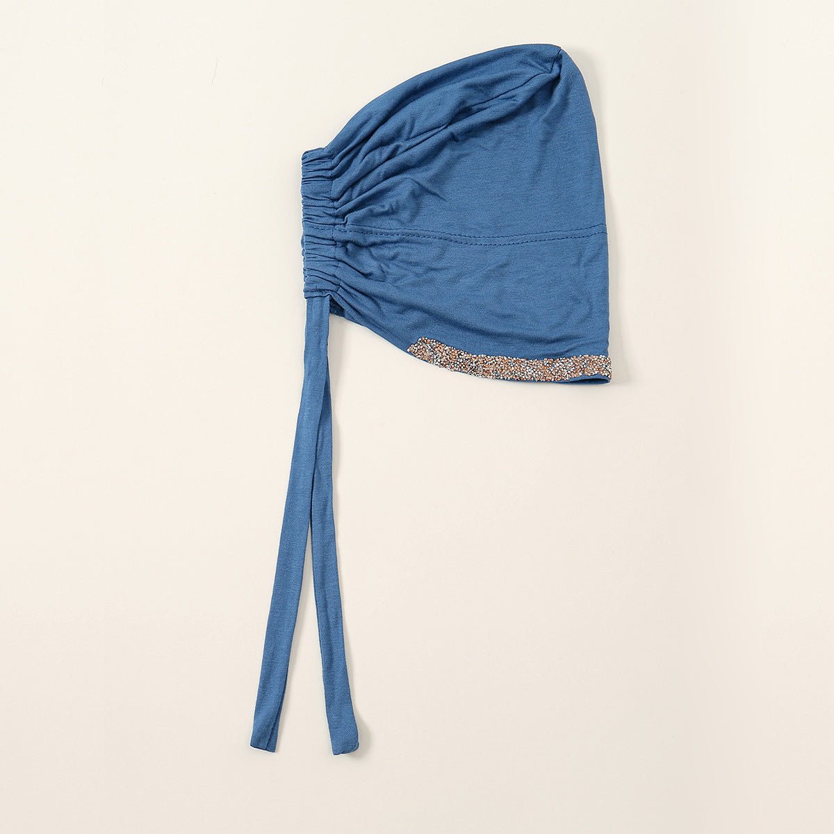 Luxury Mercerized Cotton Hijab Cap Crystal-Embellished Elastic Lace-Up Undercap with Breathable Design (MH115)