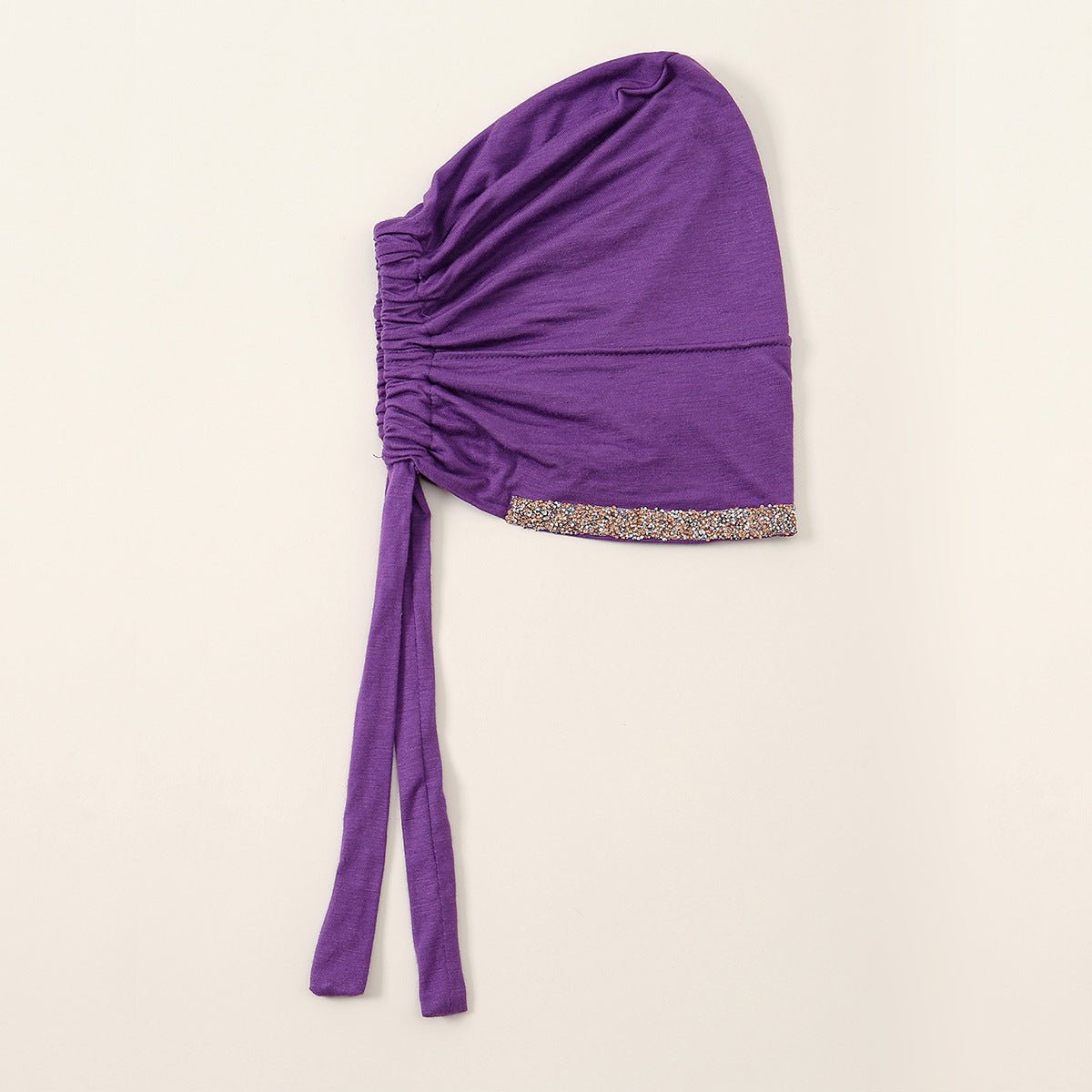 Luxury Mercerized Cotton Hijab Cap Crystal-Embellished Elastic Lace-Up Undercap with Breathable Design (MH115)