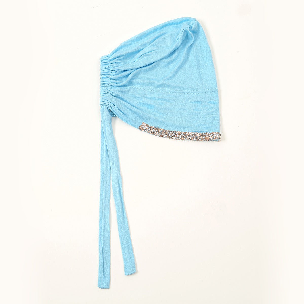Luxury Mercerized Cotton Hijab Cap Crystal-Embellished Elastic Lace-Up Undercap with Breathable Design (MH115)