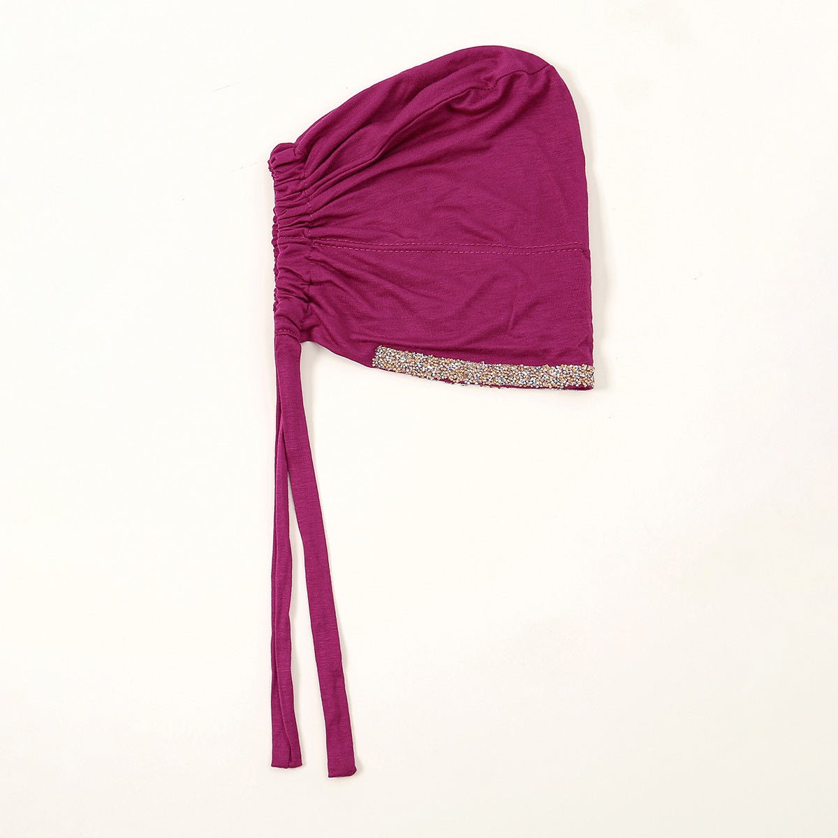 Luxury Mercerized Cotton Hijab Cap Crystal-Embellished Elastic Lace-Up Undercap with Breathable Design (MH115)
