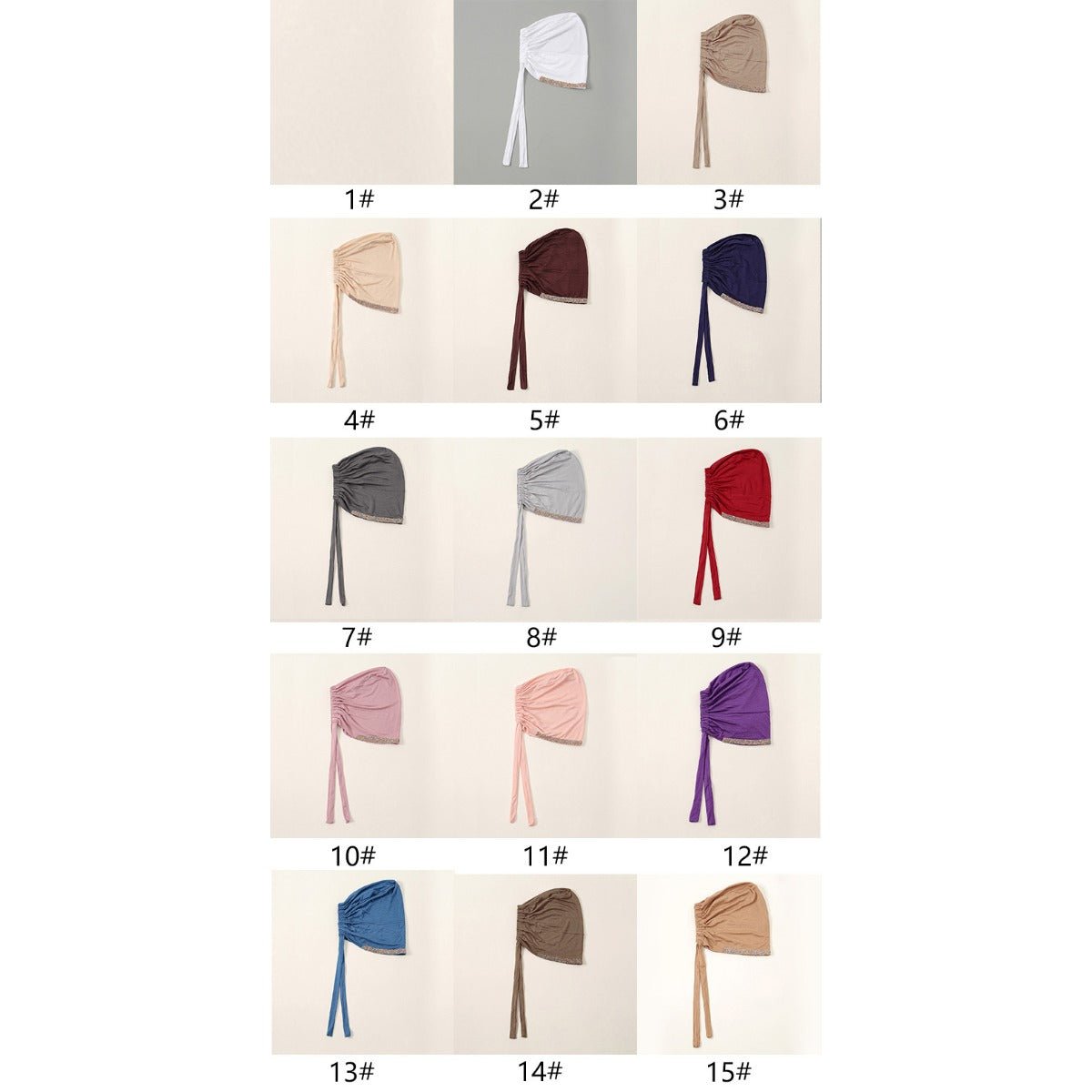 Luxury Mercerized Cotton Hijab Cap Crystal-Embellished Elastic Lace-Up Undercap with Breathable Design (MH115)
