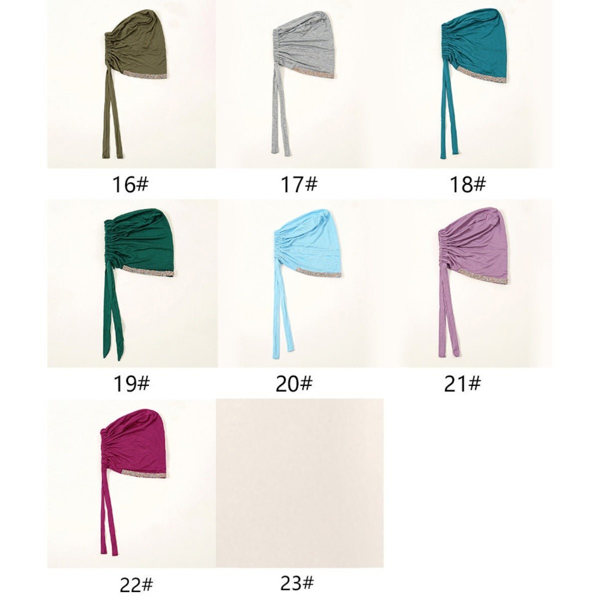 Luxury Mercerized Cotton Hijab Cap Crystal-Embellished Elastic Lace-Up Undercap with Breathable Design (MH115)
