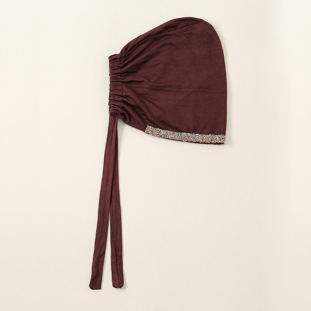 Luxury Mercerized Cotton Hijab Cap Crystal-Embellished Elastic Lace-Up Undercap with Breathable Design (MH115)