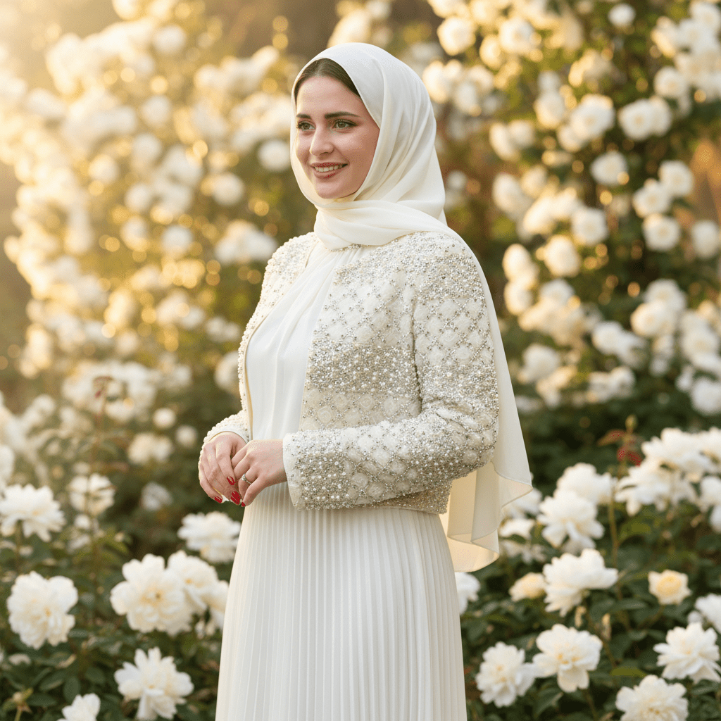 Luxury Pearl Beaded Diamond Grid Jacket & Pleated Dress Set(MS403)
