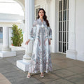Luxury Pearl-Embellished Floral Beaded Muslim Robe Abaya with Bell Sleeves & Tassel Details (MA229)