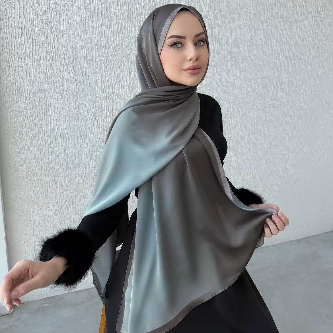 Luxury Premium Pearl Chiffon Gradient Hijab(MH148)