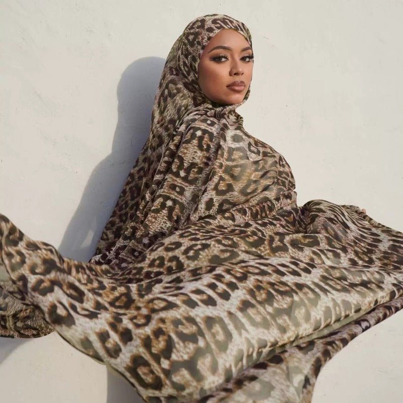 Luxury Premium Silk-Like Printed Hijab Scarf | 180x85cm Large Rectangle Hijab(MH146)