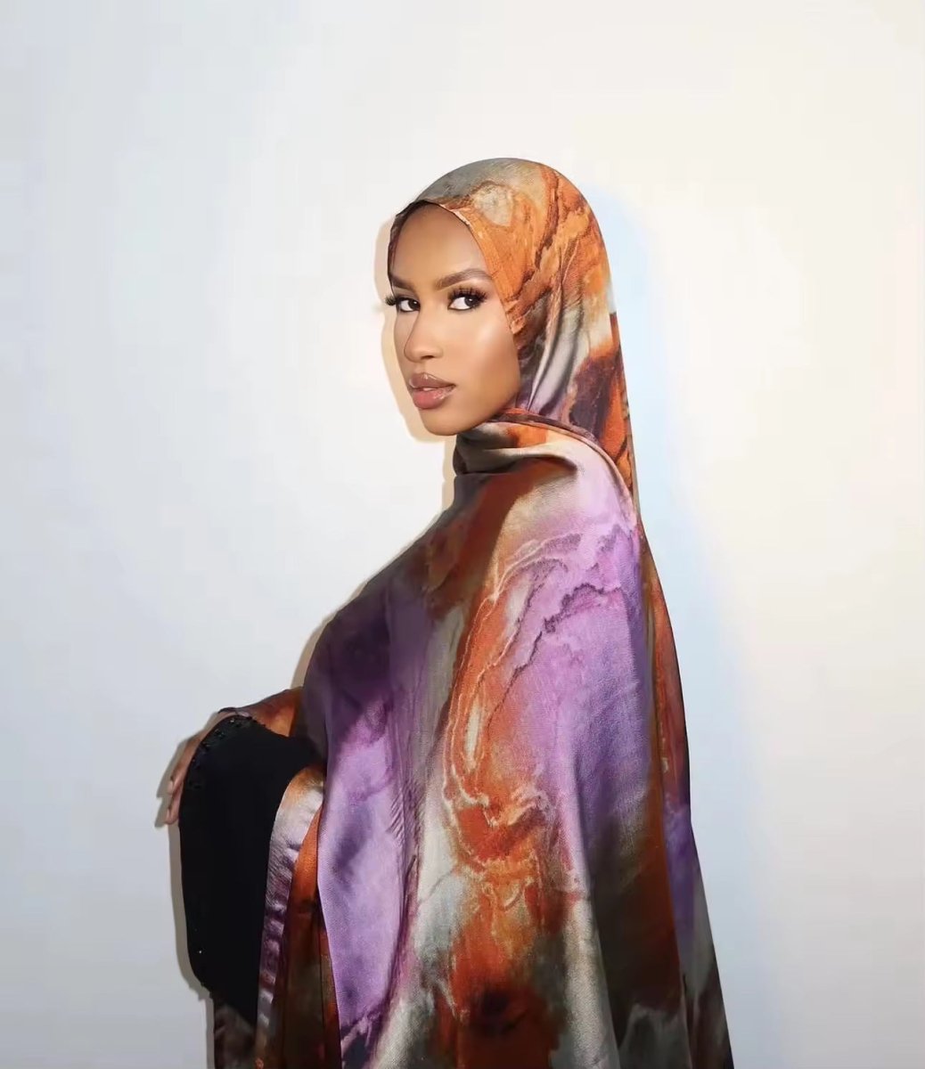 Luxury Premium Silk-Like Printed Hijab Scarf | 180x85cm Large Rectangle Hijab(MH146)