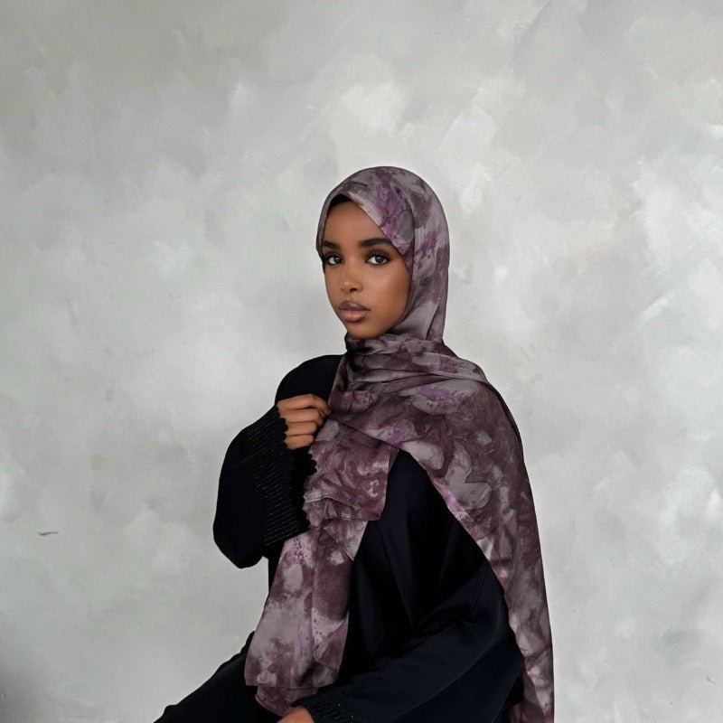Luxury Premium Silk-Like Printed Hijab Scarf | 180x85cm Large Rectangle Hijab(MH146)