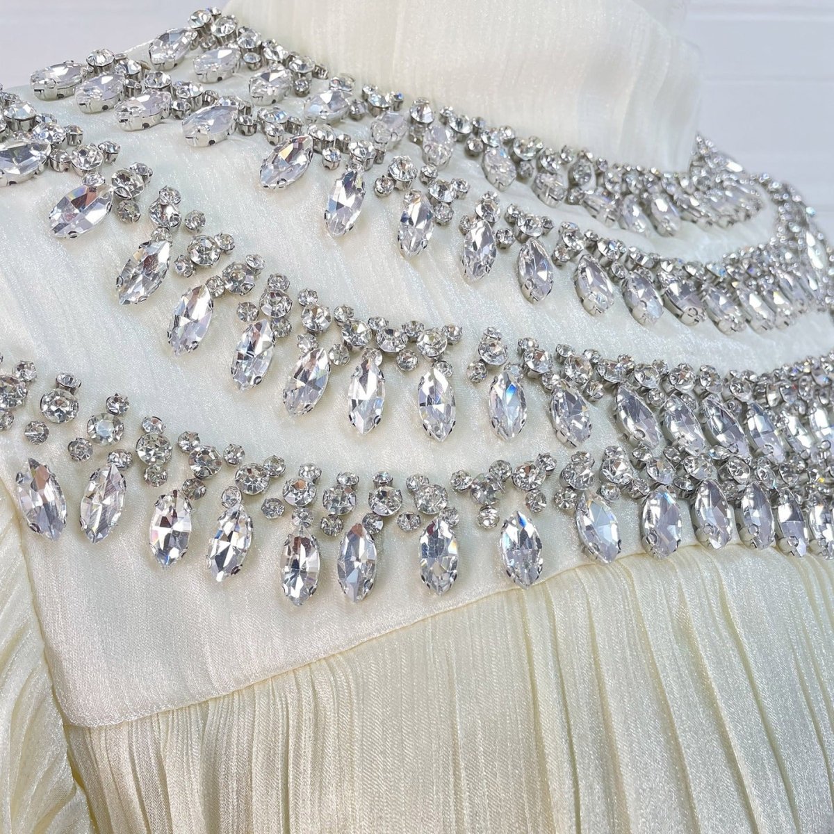 Luxury Rhinestone Collar Maxi Dress(MA440)